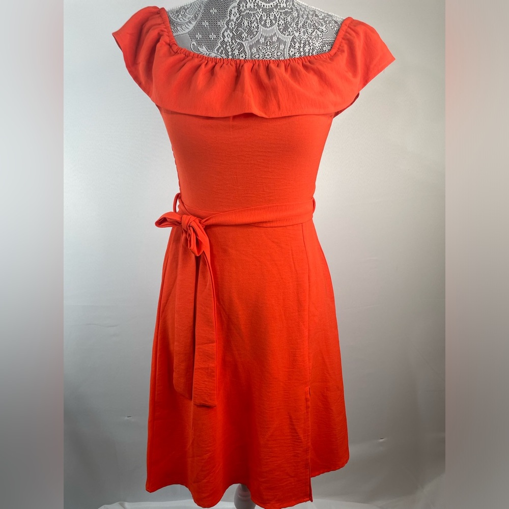 Monteau Dress Womens Extra Small Mini Slit Ribbed Top Belted Spring Summer Event